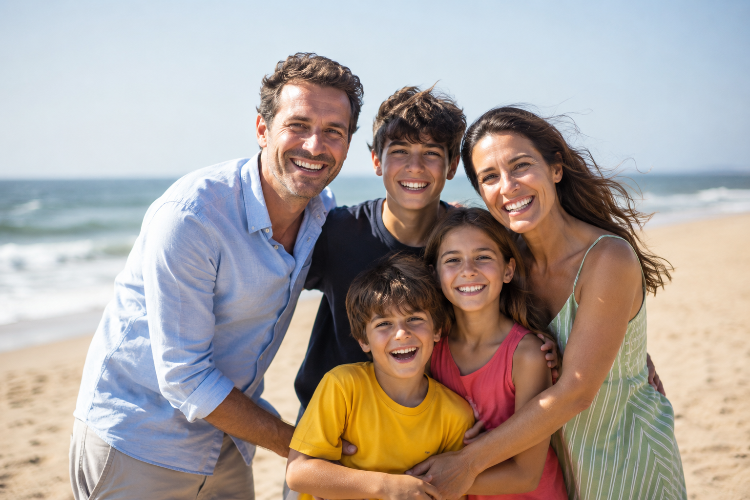 Famiglia felice al mare